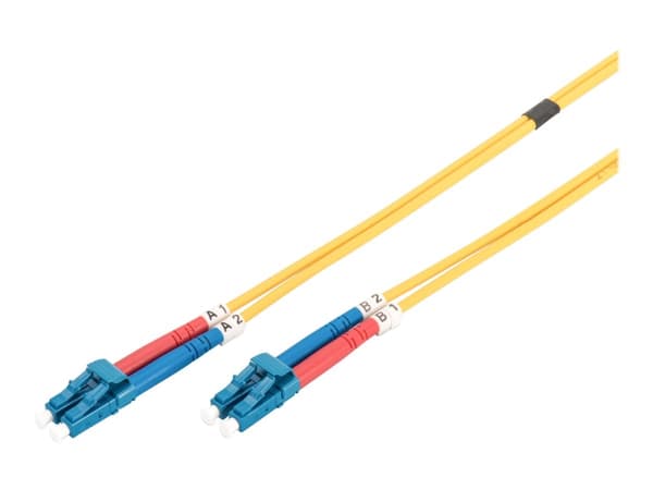 DIGITUS - Koblingskabel - LC-enkeltmodus (hann) til LC-enkeltmodus (hann) - 10 m - fiberoptisk - 9 / 125 micron - OS2 - med støvel, halogenfri - gul