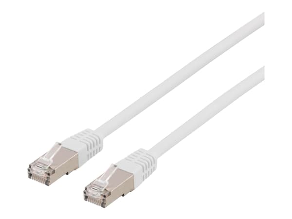 DELTACO - Koblingskabel - RJ-45 (hann) til RJ-45 (hann) - 5 m - foliebelagt uskjermet tvinnet kabelpar (F/UTP) - CAT 6a - halogenfri, formstøpt - hvi
