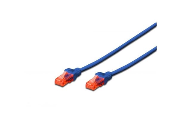 DIGITUS Professional - Koblingskabel - RJ-45 (hann) til RJ-45 (hann) - 50 cm - UTP - CAT 6 - med støvel, uten hindringer - blå