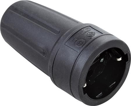 Förlängningskabel rund Schuko med jord 16A 250V IP44, gummi svart