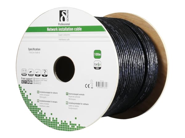 DELTACO TP-52 - Bulkkabel - 100 m - SFTP - CAT 6a - IEEE 802.5/IEEE 802.3 - halogenfri, solid - lajiteltu