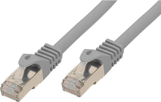 RJ45 patchkabel med Cat.7 råkabel og låsebeskyttelse (RNS®), S/FTP, PiMF, halogenfri, 600MHz, OFC, grå, 2m, Good Connections® (8070R-020)