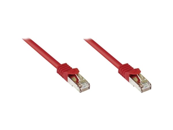 Good Connections RJ45 Patch Cable withCat.7 RohCable and Rastnasenschutz (RNS), S/FTP, PiMF, halogen free, 600MHz, OFC, red, 0,25m, Good Connections