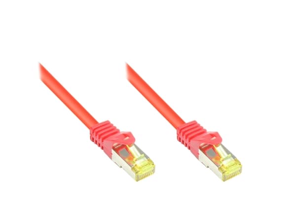 Good Connections RJ45 Patch Cable withCat.7 RohCable and Rastnasenschutz (RNS), S/FTP, PiMF, halogen free, 600MHz, OFC, red, 0,25m, Good Connections