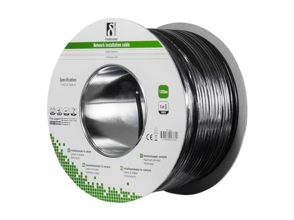 DELTACO TP-49 - Samlet kabel - 100 m - UTP - CAT 6 - solid, halogenfri, utendørs - svart