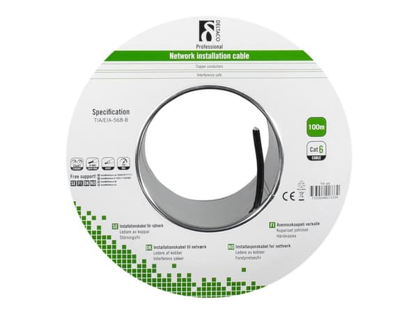 DELTACO TP-49 - Samlet kabel - 100 m - UTP - CAT 6 - solid, halogenfri, utendørs - svart