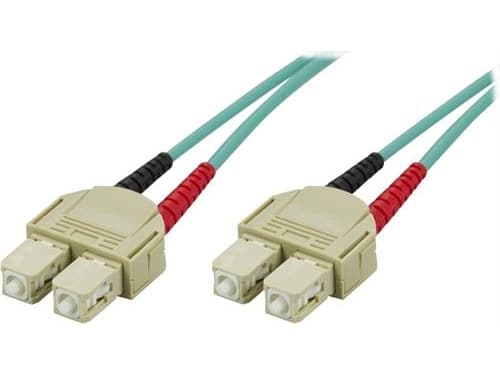 DELTACO - Nätverkskabel - SC-läge (multi-mode) (hane) till SC-läge (multi-mode) (hane) - 15 m - fiberoptisk - 50/125 mikron - OM3