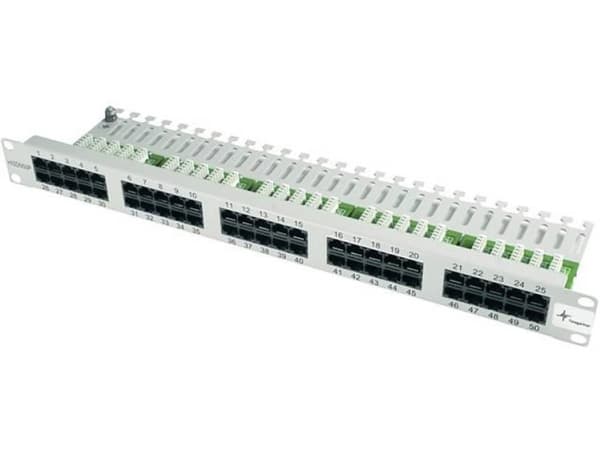 Telegärtner ISDN/Telephone Patch Panel MPPI50-H - Patch-panel - UTP - RJ-45 X 50 - ljusgrå, RAL 7035 - 1U - 19"