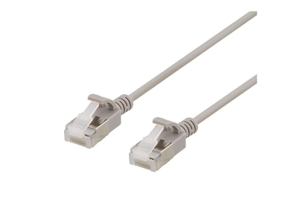DELTACO - Koblingskabel - RJ-45 (hann) til RJ-45 (hann) - 1 m - U/FTP - CAT 6a - halogenfri, formstøpt, uten hindringer - grå
