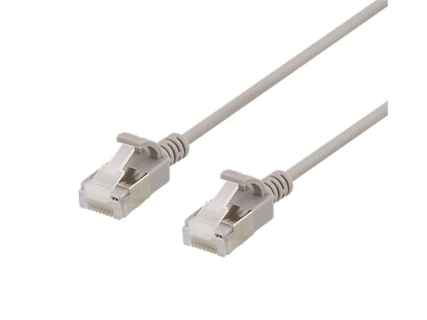 DELTACO - Koblingskabel - RJ-45 (hann) til RJ-45 (hann) - 1 m - U/FTP - CAT 6a - halogenfri, formstøpt, uten hindringer - grå