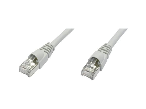 Telegärtner MP8 FS 600 - Liitäntäkaapeli - RJ-45 (uros) RJ-45 (uros) - 15 m - SFTP - CAT 7 - vaaleanharmaa, RAL 7035