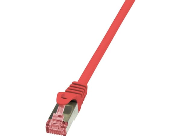 LogiLink PrimeLine - Koblingskabel - RJ-45 (hann) til RJ-45 (hann) - 7.5 m - SFTP, PiMF - CAT 6a - halogenfri, uten hindringer - rød