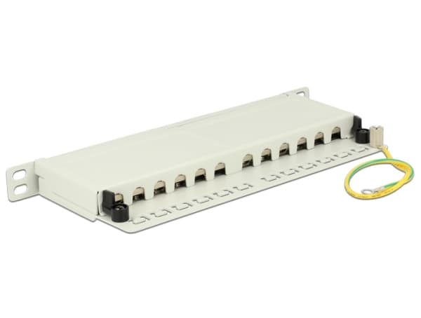 Delock - Koblingspanel - CAT 6a - RJ-45 X 12 - lysegrå, RAL 7035 - 0.5U - 10"