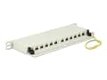 Miniatyrbilde 1 av 5: Delock - Koblingspanel - CAT 6a - RJ-45 X 12 - lysegrå, RAL 7035 - 0.5U - 10"