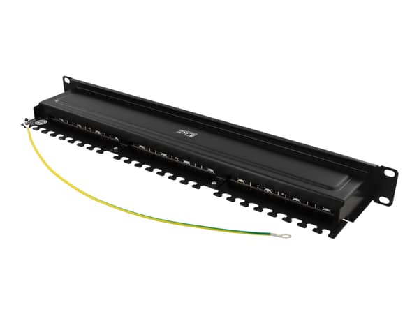 DELTACO PAN-200 - Koblingspanel - rackmonterbar - CAT 6a - STP - RJ-45 X 24 - svart - 1U - 19"
