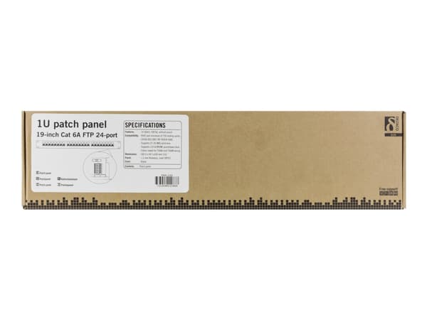 DELTACO PAN-200 - Koblingspanel - rackmonterbar - CAT 6a - STP - RJ-45 X 24 - svart - 1U - 19"