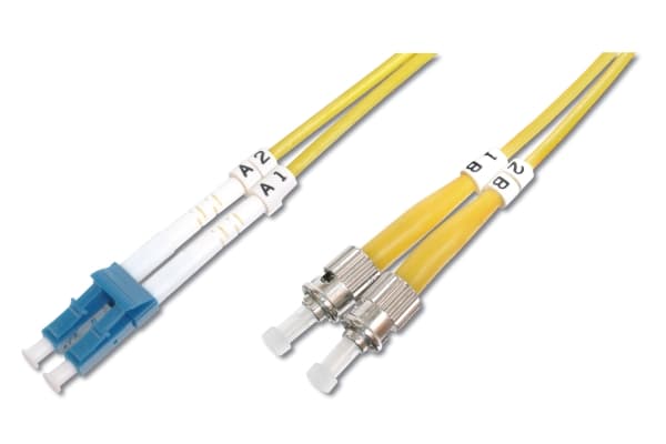 DIGITUS - Koblingskabel - ST-enkeltmodus (hann) til LC-enkeltmodus (hann) - 5 m - fiberoptisk - dupleks - 9 / 125 micron - OS2 - halogenfri - gul