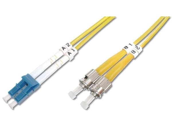 DIGITUS - Koblingskabel - ST-enkeltmodus (hann) til LC-enkeltmodus (hann) - 5 m - fiberoptisk - dupleks - 9 / 125 micron - OS2 - halogenfri - gul