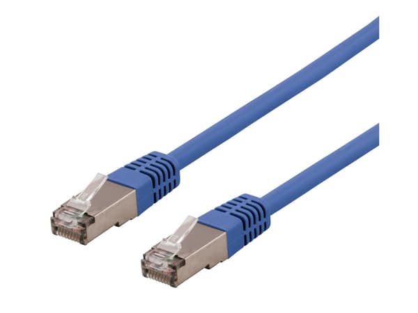 DELTACO - Koblingskabel - RJ-45 (hann) til RJ-45 (hann) - 30 cm - U/FTP - CAT 6a - halogenfri, formstøpt - blå