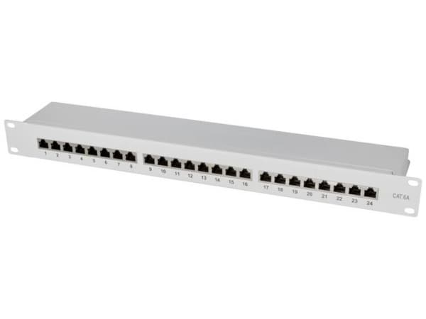 LogiLink NP0060, RJ-45, Cat6a, Grå, Stål, Rackmontering, 1U
