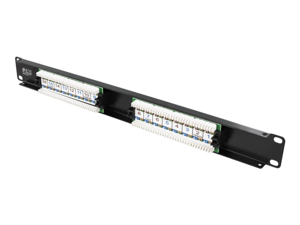DELTACO PAN-102 - Koblingspanel - CAT 6 - UTP - svart - 1U - 19" - 16 porter