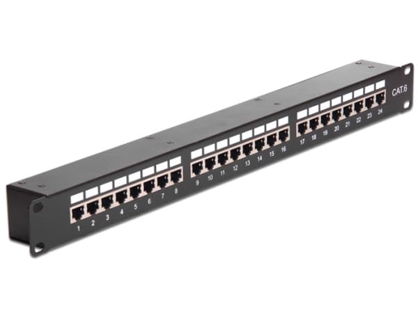 Delock - Manöverpanel med kopplare - CAT 6 - STP - RJ-45 X 24 - svart - 1U - 19"