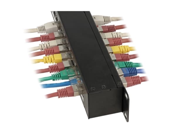 Delock - Manöverpanel med kopplare - CAT 6 - STP - RJ-45 X 24 - svart - 1U - 19"