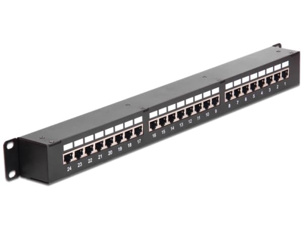 Delock - Manöverpanel med kopplare - CAT 6 - STP - RJ-45 X 24 - svart - 1U - 19"