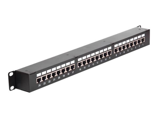 Delock - Manöverpanel med kopplare - CAT 6 - STP - RJ-45 X 24 - svart - 1U - 19" Svart