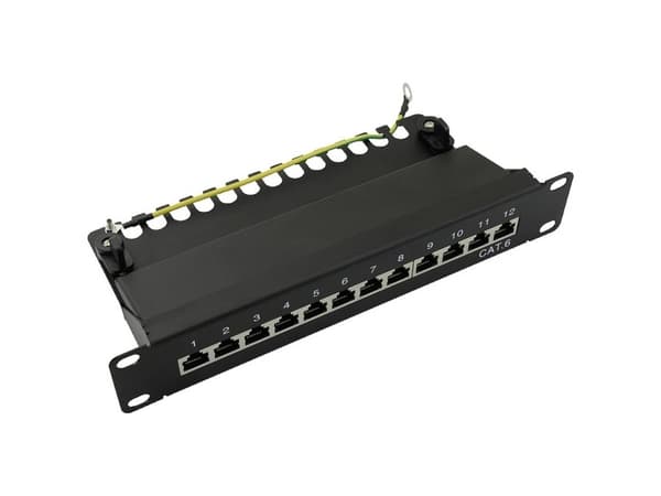 LogiLink NP0046, 10 Gigabit Ethernet, 10000 Mbit/s, Cat6a, Svart, Stål, Stativmontering