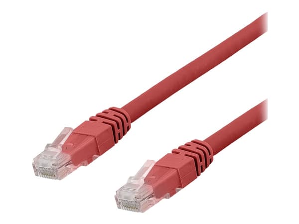 DELTACO TP-603RAU - Koblingskabel - RJ-45 (hann) til RJ-45 (hann) - 30 cm - UTP - CAT 6a - halogenfri, formstøpt - rød