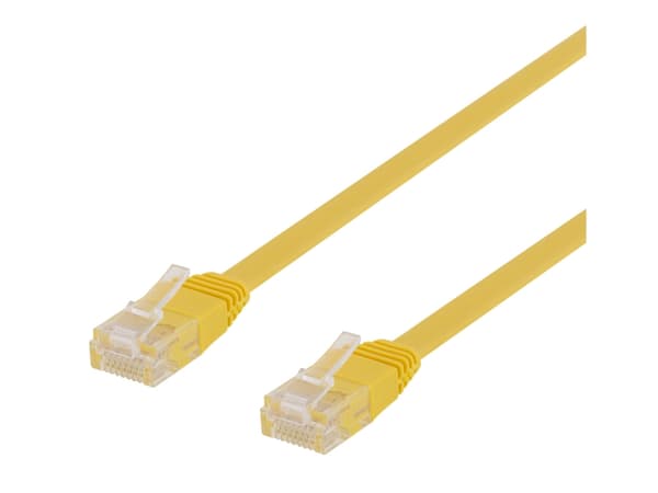 DELTACO - Koblingskabel - RJ-45 (hann) til RJ-45 (hann) - 2 m - UTP - CAT 6 - flat - gul