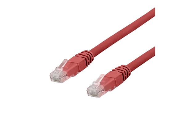 DELTACO TP-63RAU - Patch-kabel - RJ-45 (hane) till RJ-45 (hane) - 3 m - UTP - CAT 6a - halogenfri, formpressad - röd