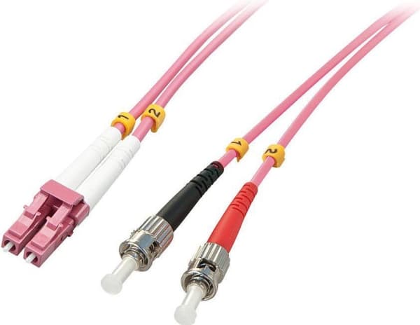 Lindy 46350 fiberoptisk kabel 1 m LC ST OM4 Rosa