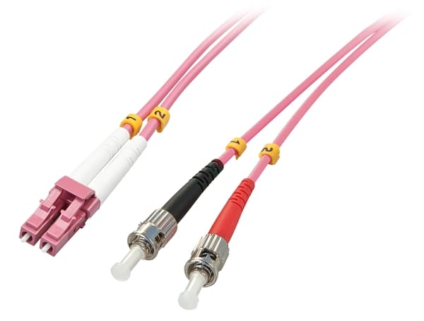 Lindy 46350 fiberoptisk kabel 1 m LC ST OM4 Rosa