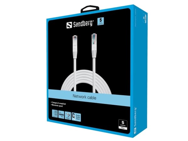 Sandberg Netværkskabel - UTP - Cat6 - Hvit - 5m