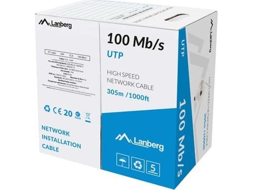 Lanberg - Bulkkabel - 305 m - UTP - solid - grå, RAL 7035