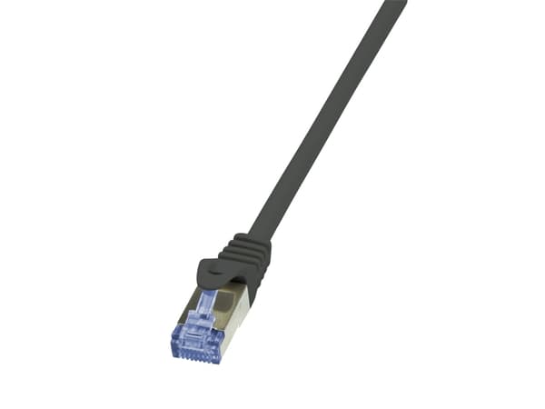 LogiLink PrimeLine - Patchkabel - RJ-45 (han) till RJ-45 (han) - 25 cm - SFTP, PiMF - CAT 6A - halogenfri, formet, knastfri - sort