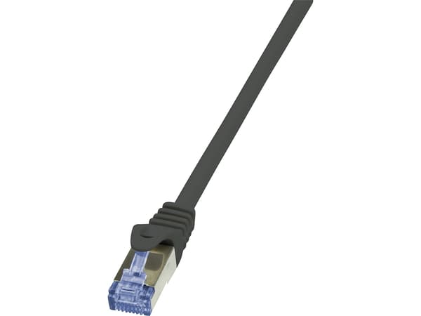 LogiLink PrimeLine - Patchkabel - RJ-45 (han) till RJ-45 (han) - 25 cm - SFTP, PiMF - CAT 6A - halogenfri, formet, knastfri - sort