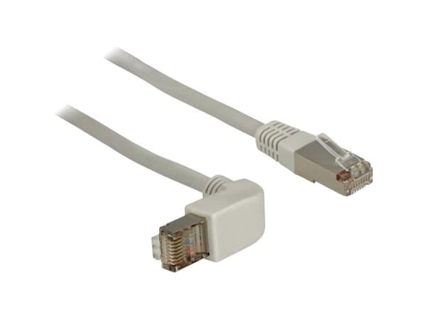 Delock - Koblingskabel - RJ-45 (hann) til RJ-45 (hann) - 1 m - SFTP - CAT 5e - 90°-kontakt, formstøpt - grå