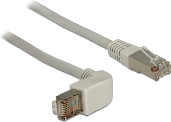 Delock - Koblingskabel - RJ-45 (hann) til RJ-45 (hann) - 1 m - SFTP - CAT 5e - 90°-kontakt, formstøpt - grå