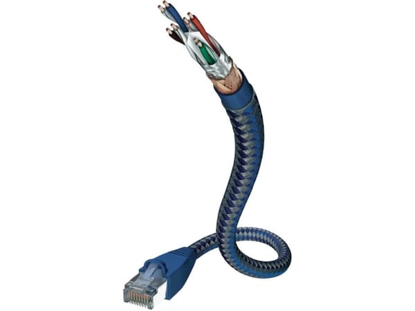 in-akustik Premium - Nettverkskabel - RJ-45 (hann) til RJ-45 (hann) - 3 m - SF/UTP - CAT 6 - med støvel, uten hindringer - blå, sølv