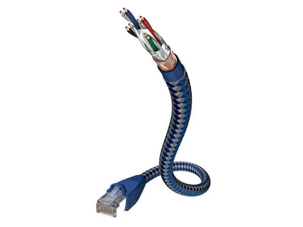 in-akustik Premium - Nettverkskabel - RJ-45 (hann) til RJ-45 (hann) - 3 m - SF/UTP - CAT 6 - med støvel, uten hindringer - blå, sølv