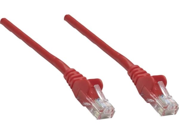 Intellinet Network Patch Cable, Cat5e, 1.5m, Red, CCA, U/UTP, PVC, RJ45, Gold Plated Contacts, Snagless, Booted, Lifetime Warranty, Polybag - Kobling
