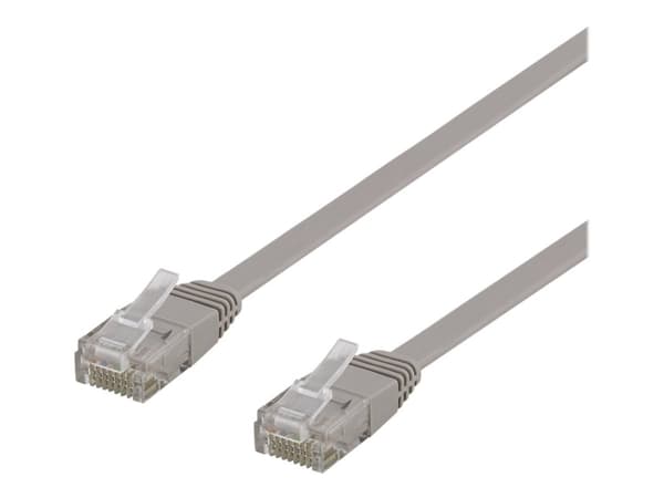DELTACO - Koblingskabel - RJ-45 (hann) til RJ-45 (hann) - 2 m - UTP - CAT 6 - flat - grå