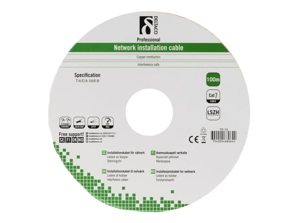 DELTACO TP-70 - Samlet kabel - 100 m - SFTP - CAT 7 - grå