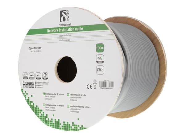 DELTACO TP-70 - Samlet kabel - 100 m - SFTP - CAT 7 - grå