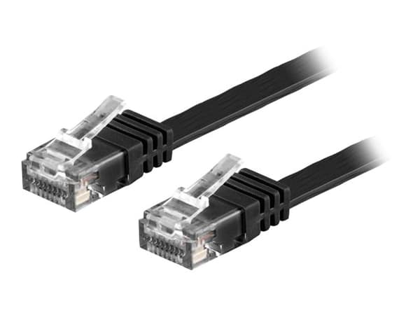 DELTACO - Koblingskabel - RJ-45 (hann) til RJ-45 (hann) - 2 m - UTP - CAT 6 - formstøpt, flat - svart