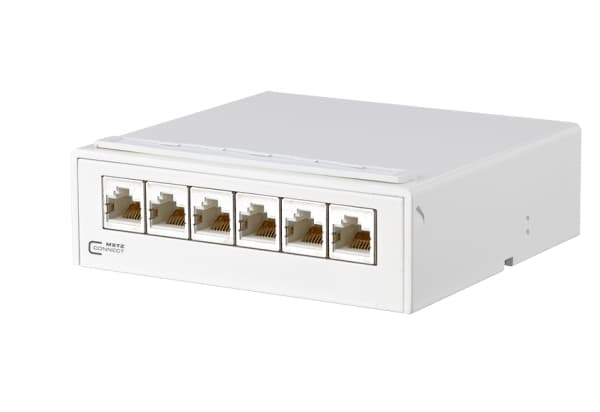 METZ CONNECT E-DAT - Koblingspanel - CAT 6a - RJ-45 X 6 - ren hvit