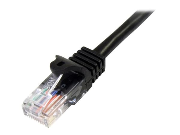 StarTech.com 0.5m Black Cat5e / Cat 5 Snagless Ethernet Patch Cable 0.5 m - Koblingskabel - RJ-45 (hann) til RJ-45 (hann) - 50 cm - UTP - CAT 5e - fl